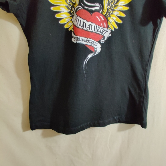 SONAR Black Multicolored Short Sleeve Graphic Print "Wild At Heart" Berlin Tee M - Picture 3 of 11